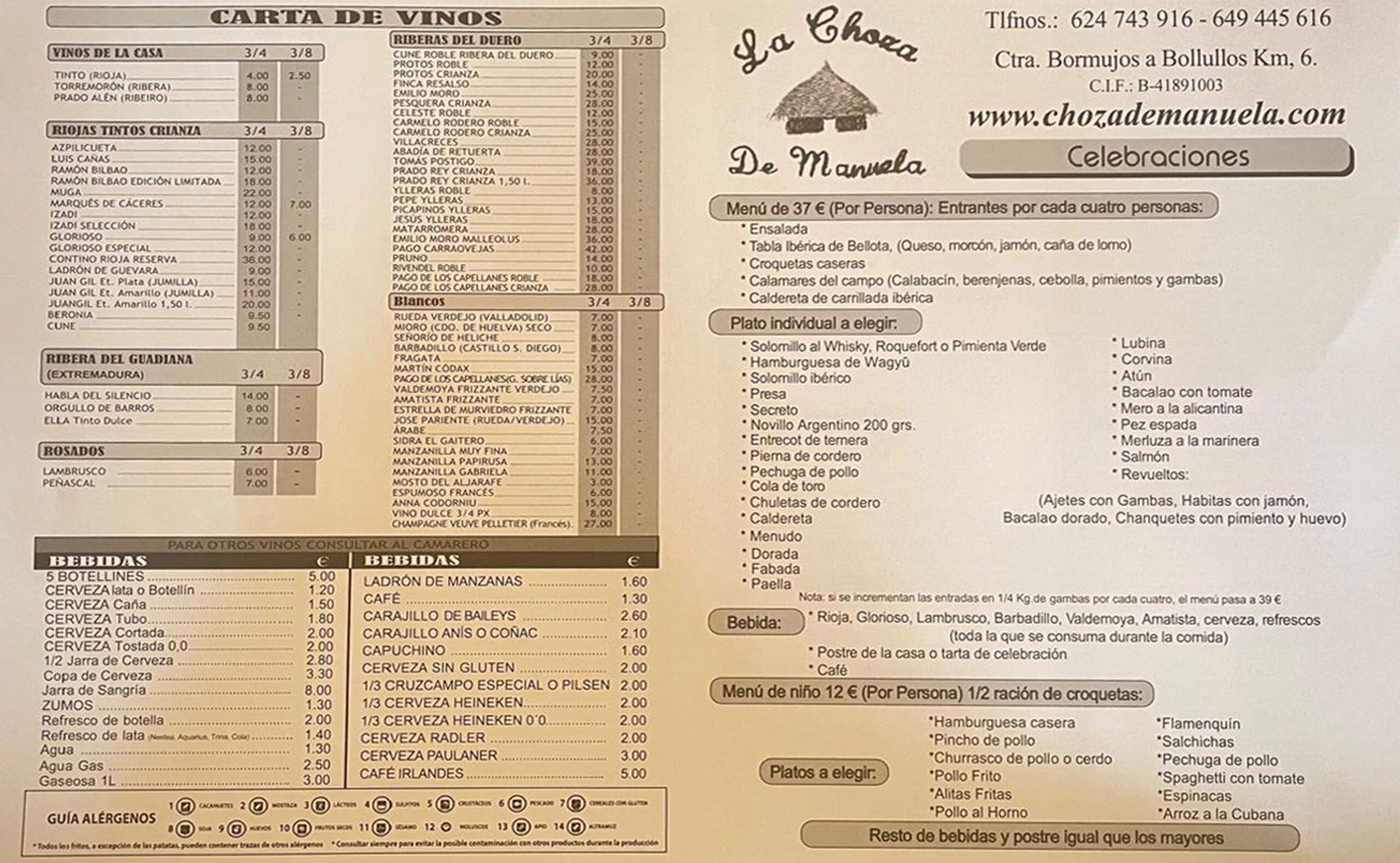 Carta La Choza de Manuela 1